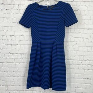 Madewell Striped Size 0 Work Interview High Neck Dress Blue Cute Thick Material